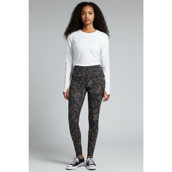 Lululemon Wunder Under Floral Multi-Color Print Stretch leggings Women's size 8 - Picture 1 of 6